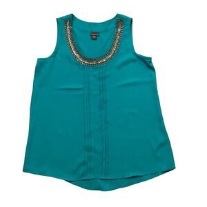 Covington Beaded Top Neck Pleat Front Sleeveless